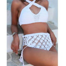 Load image into Gallery viewer, Sexy Straps Hanging Neck Hook Hollow Bikini Split Swimsuit
