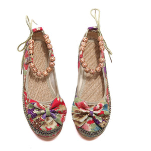 Beaded Ethnic Style Retro Bandage Embroidered Cloth Shoes