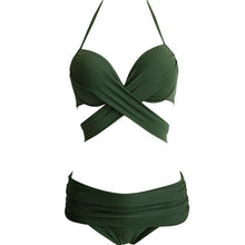 Load image into Gallery viewer, Bikini Two-piece Gathered Sexy Braised Cross Straps Split Swimsuit
