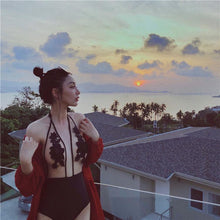 Load image into Gallery viewer, Lace Perspective Sexy Mesh Beach Swimsuit
