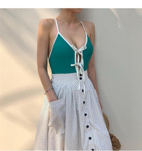 Load image into Gallery viewer, Bow Solid Color Beach Girl One-Piece Swimsuit

