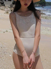 Load image into Gallery viewer, Sexy Solid Color Halter Beach One-piece Swimsuit
