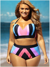 Load image into Gallery viewer, Sexy Bikini Print High Waist Sling Large Size Split Swimsuit
