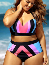 Load image into Gallery viewer, Sexy Bikini Print High Waist Sling Large Size Split Swimsuit
