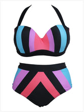 Load image into Gallery viewer, Sexy Bikini Print High Waist Sling Large Size Split Swimsuit
