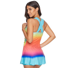 Load image into Gallery viewer, Gradient Color Skirt Split Two-piece Slim Swimsuit
