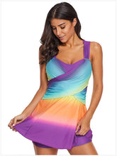 Load image into Gallery viewer, Gradient Color Skirt Split Two-piece Slim Swimsuit
