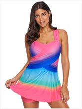 Load image into Gallery viewer, Gradient Color Skirt Split Two-piece Slim Swimsuit
