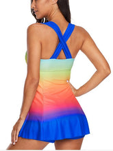 Load image into Gallery viewer, Gradient Color Skirt Split Two-piece Slim Swimsuit
