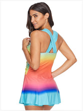 Load image into Gallery viewer, Gradient Color Skirt Split Two-piece Slim Swimsuit
