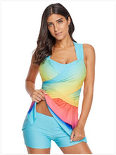 Load image into Gallery viewer, Gradient Color Skirt Split Two-piece Slim Swimsuit
