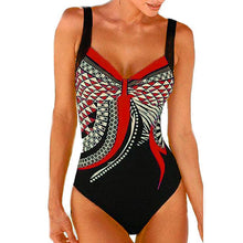 Load image into Gallery viewer, Swimwear sling retro printed ladies jumpsuit sexy backless swimsuit.
