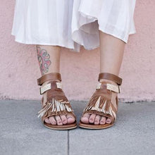 Load image into Gallery viewer, Fringed Belt Buckle Open Toe Hollow Flat Sandals
