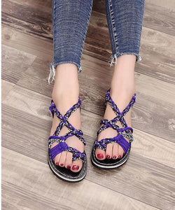 Color Matching Knot Beach Sandals Toe Sandals