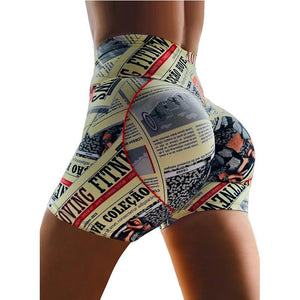 Printed Yoga Pants Sweatpants Fitness Pants Women Stretch Tight Running High Waist Tie Yoga Shorts