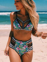 Load image into Gallery viewer, Printed High Waist Bikini Sexy Split Swimsuit
