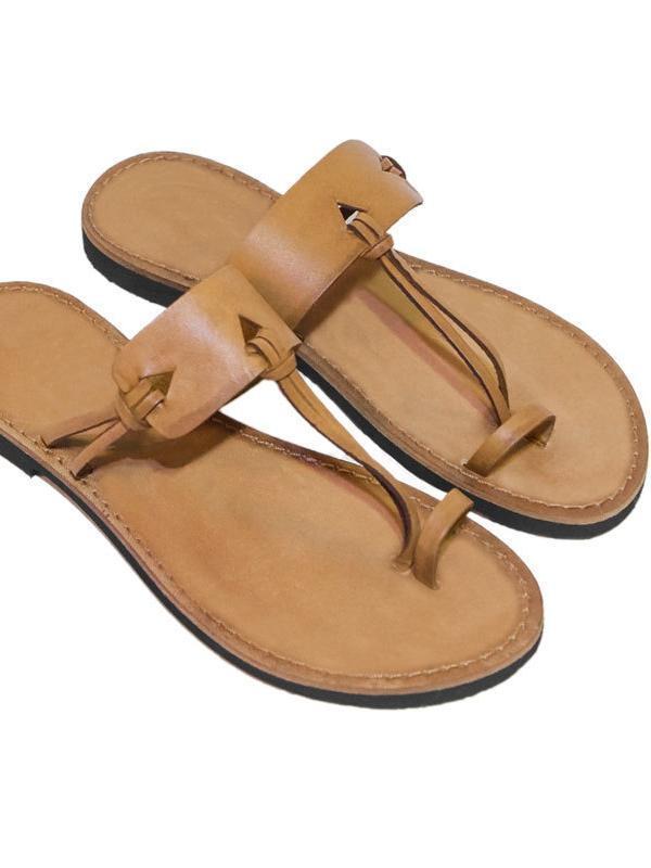 Plain Flat Peep Toe Casual Comfort Sandals – bohofan