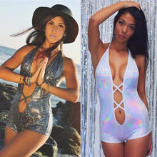 Load image into Gallery viewer, Colorful Laser Siamese Sexy Backless Tight Bikini
