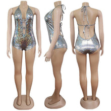 Load image into Gallery viewer, Colorful Laser Siamese Sexy Backless Tight Bikini
