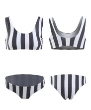 Load image into Gallery viewer, Blue Stripe Two-Piece Swimming Suit
