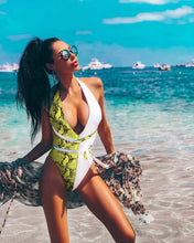 Load image into Gallery viewer, Leopard Lace-up One-piece Swimsuit
