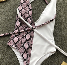 Load image into Gallery viewer, Leopard Lace-up One-piece Swimsuit
