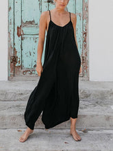Load image into Gallery viewer, Sleeveless Halter Strap With Solid Color Loose Jumpsuit
