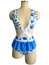Load image into Gallery viewer, Ruffled Siamese Sexy Floral Swimsuit
