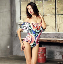 Load image into Gallery viewer, Ruffled Print One Piece Swimsuit
