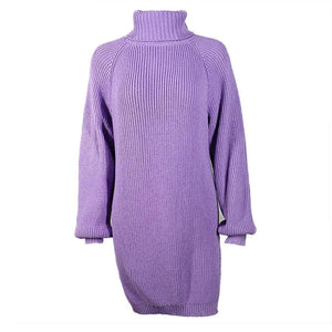 Solid Color Long Sleeve Sweater Mini Dress