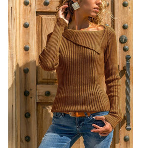 Long-sleeved Solid Color Sweater Top Casual Bottoming Sweater