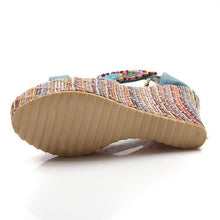Load image into Gallery viewer, Bohemian Wedge Beaded Large Sandals
