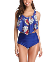 Load image into Gallery viewer, Asymmetric Ruffle Overlay High Waist Bikini Set
