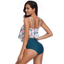 Load image into Gallery viewer, Asymmetric Ruffle Overlay High Waist Bikini Set
