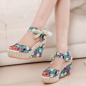 Summer Women Wedges heels Shoes Casual Thick Bottom