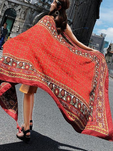 Fringed retro ethnic wind totem cotton and linen sunscreen shawl-4