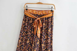 High Waistband Wide Tube Leg Pants Bohemian Print Waist Trousers