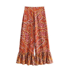 Load image into Gallery viewer, Bohemian Printed Stitching Pocket Flared Pants
