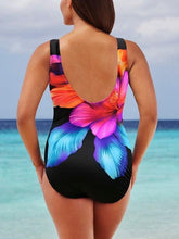 Load image into Gallery viewer, Boat Neck Floral Printed One Piece Swimwear
