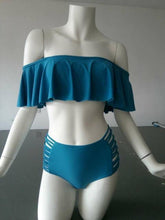 Load image into Gallery viewer, Multicolor Sexy Shoulderless Ruffled Split Bikini
