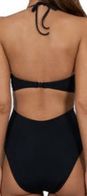 Load image into Gallery viewer, Halter Black and White Color One Piece Swimsuit
