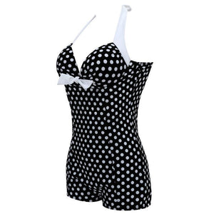 Siamese Black and White Dot Bikini Cherry Large Size Swimsuit