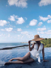 Load image into Gallery viewer, White Piece Lace Up Swimsuit
