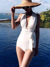 Load image into Gallery viewer, White Piece Lace Up Swimsuit
