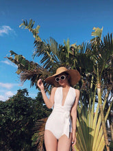 Load image into Gallery viewer, White Piece Lace Up Swimsuit
