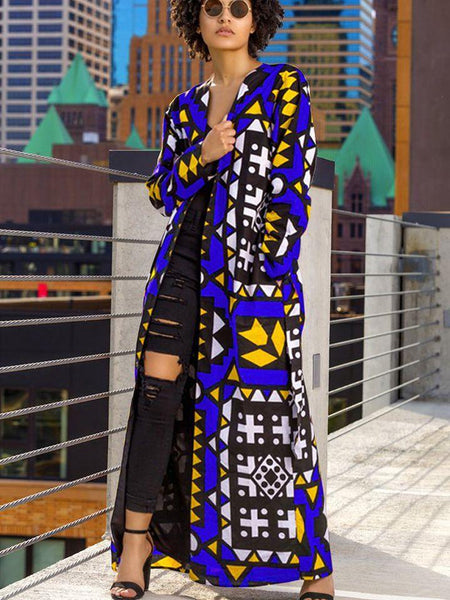 Bohemian Casual Print Long Coat