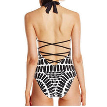 Load image into Gallery viewer, Sexy Halter Lace-up Swimsuit Fishscale Ripple Print Bikini
