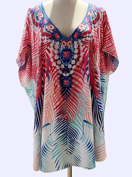 Chiffon Printed Loose Large Size Holiday Blouse