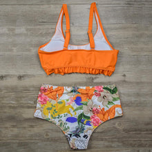 Load image into Gallery viewer, Orange Split Print Swimsuit
