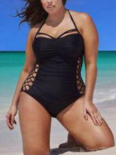 Load image into Gallery viewer, Women&#39;s Plus Size Cross Lace Up Swimsuit
